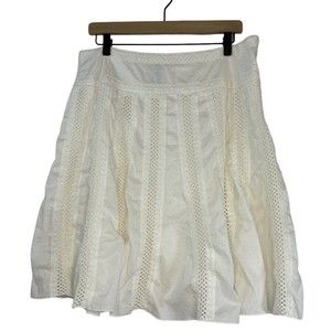 New York And Company White Flowy Boho Skirt Size 14